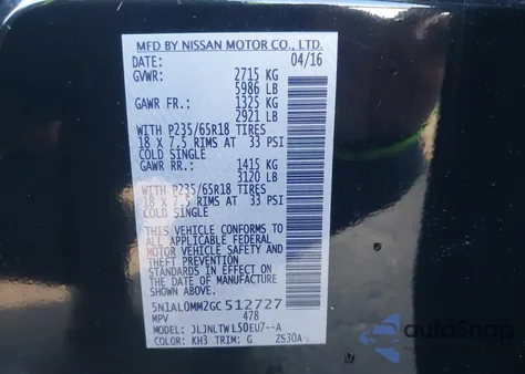 2016 Infiniti Qx60 z USA, uszkodzony, nr VIN 5N1AL0MM2GC512727